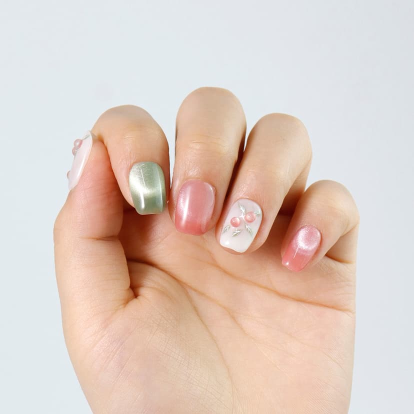 Blush Garden Short Squoval Nails