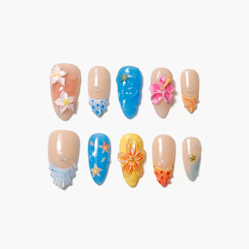 Floral Fantasy Medium Almond Nails