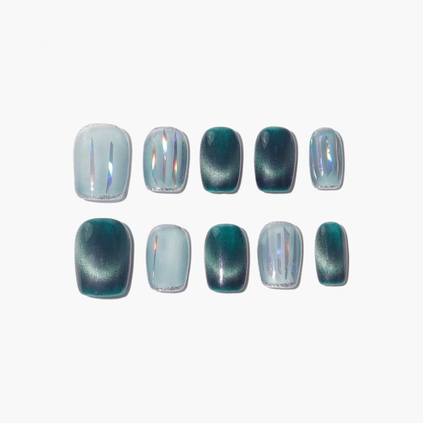 Gleaming Green Short Squoval Nails