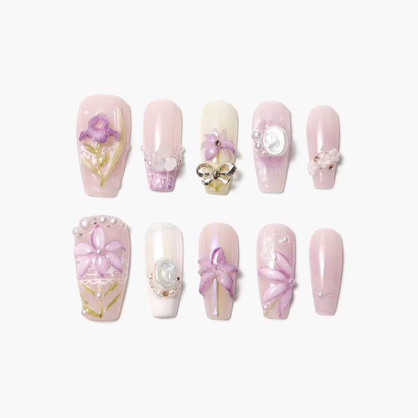 Lavender Grace Long Squoval Nails