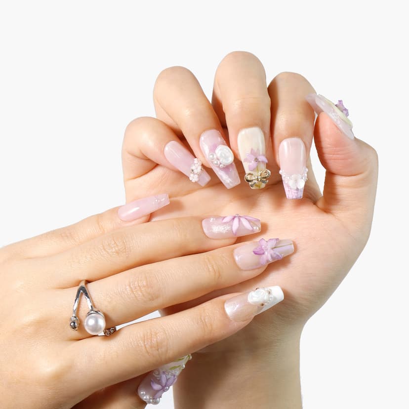 Lavender Grace Long Squoval Nails