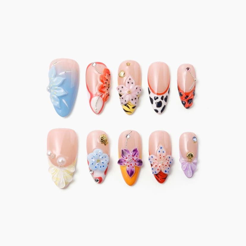 Blossom Sparkle Medium Almond Nails